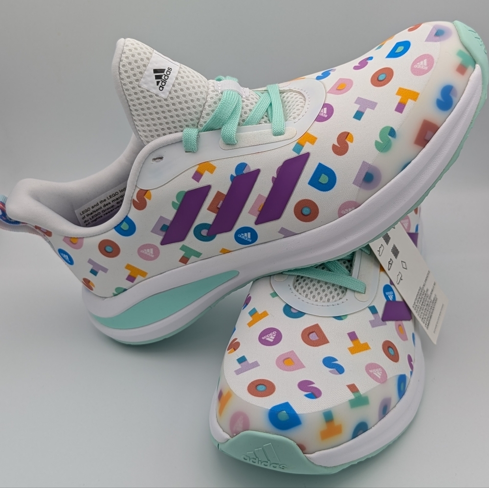 Adidas FortaRun LEGO Dots J - White and Teal NWT